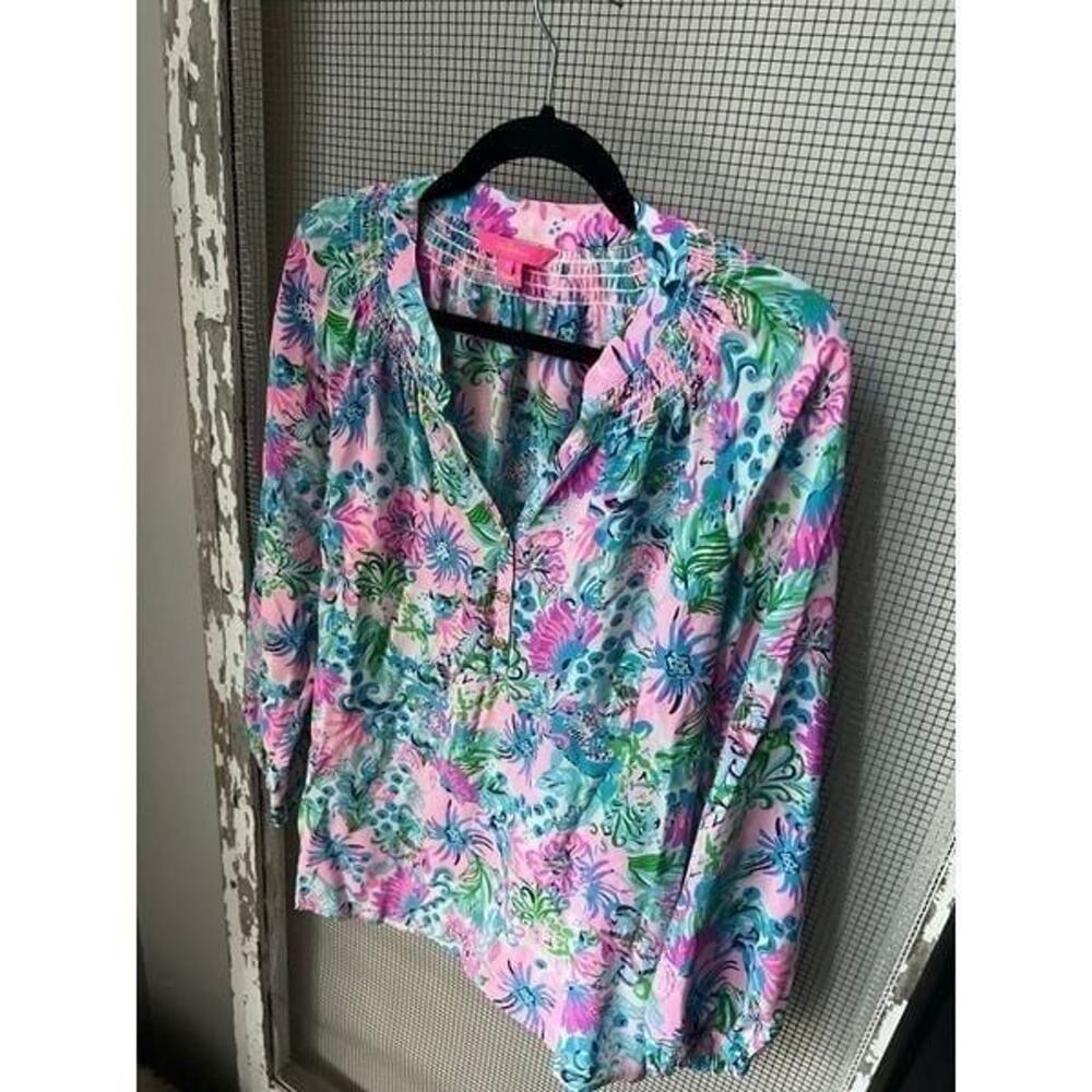 Lilly Pulitzer‎ Elsa Silk Blouse, Mandevilla Baby Paradise Petals, Sz M, $178